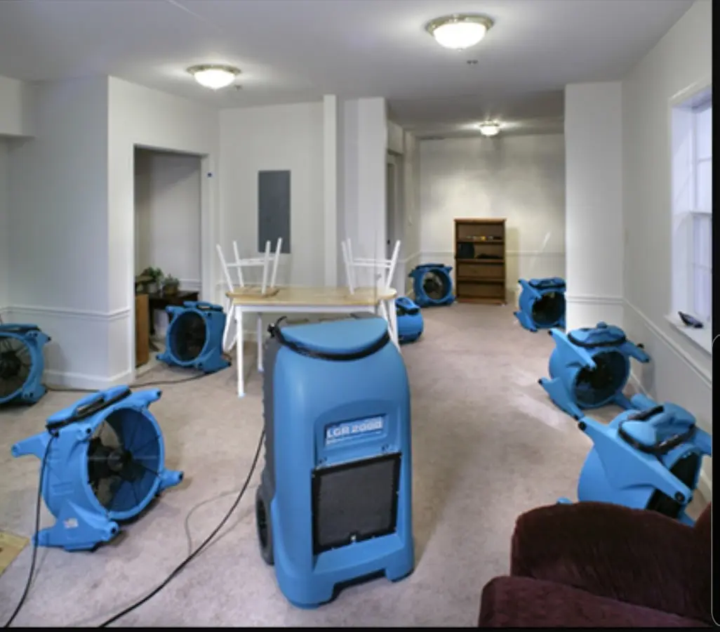 Air movers and dehumidifier setup for Water Extraction & Removal in Summit